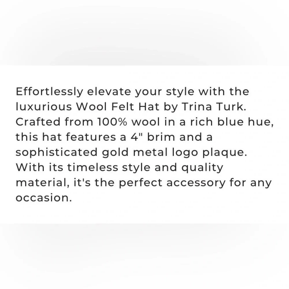 Trina Turk “Felix Packable Fedora” / wide brim luxurious Wool  - NWT
